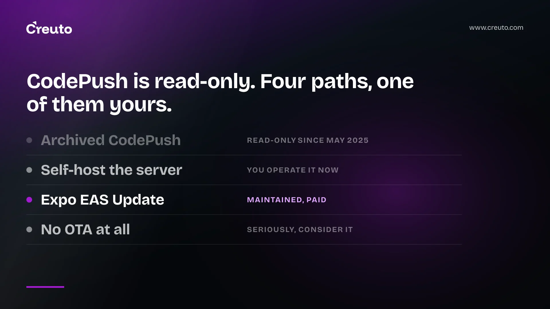React Native OTA updates after CodePush was archived