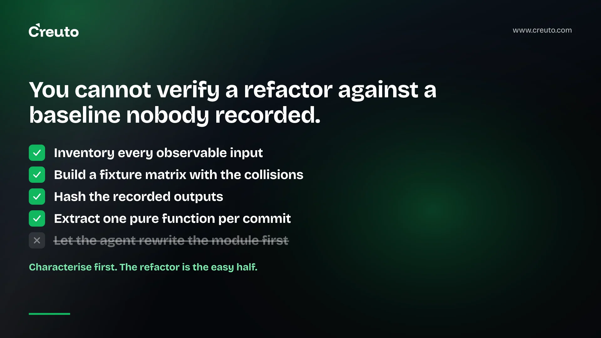 Characterization tests legacy code before refactoring