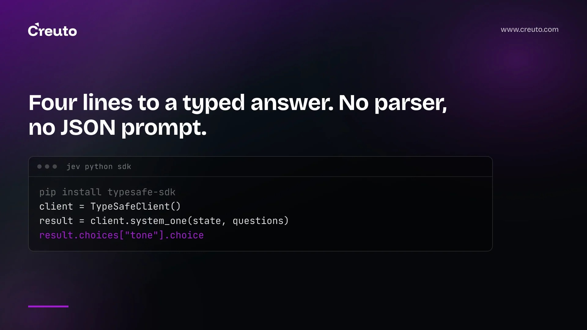 Jev Python SDK: install, ask questions, handle errors