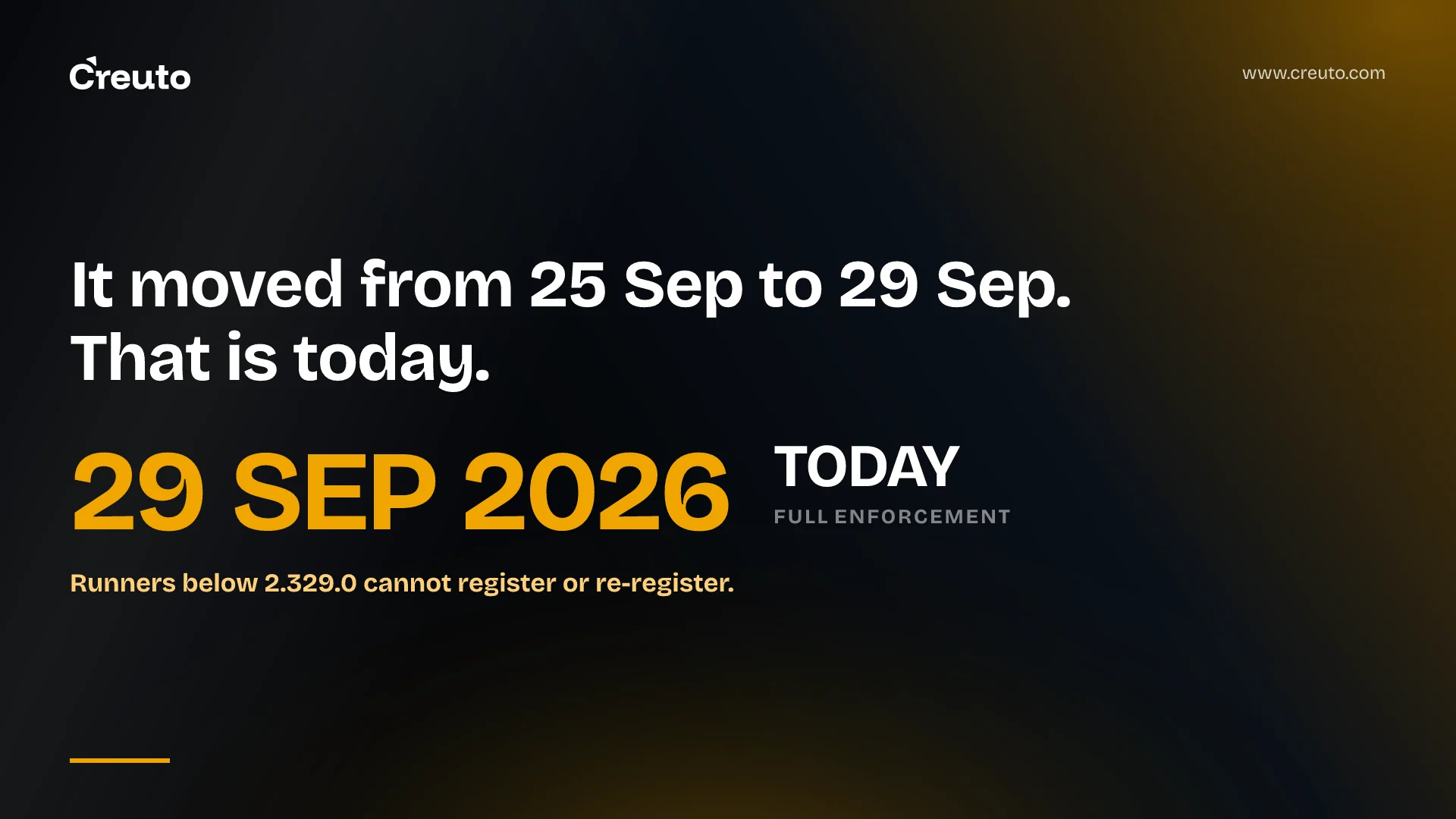 Self-hosted runner version 2.329.0 is enforced today