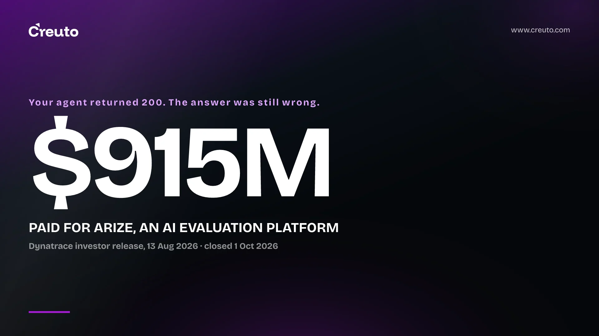 Dynatrace Arize: $915M buys a verdict, not more traces