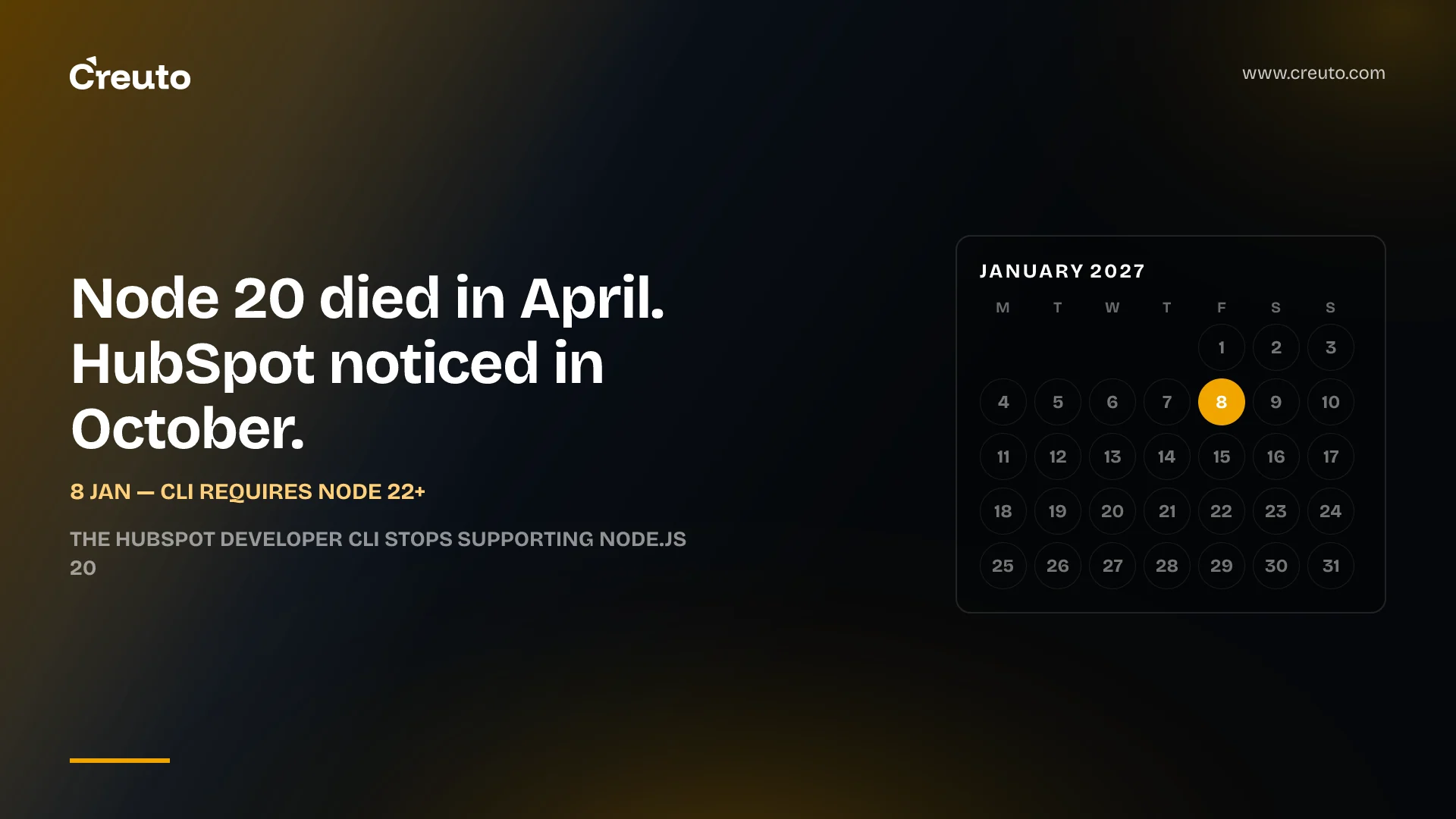 HubSpot CLI Node 20 support ends 8 January 2027